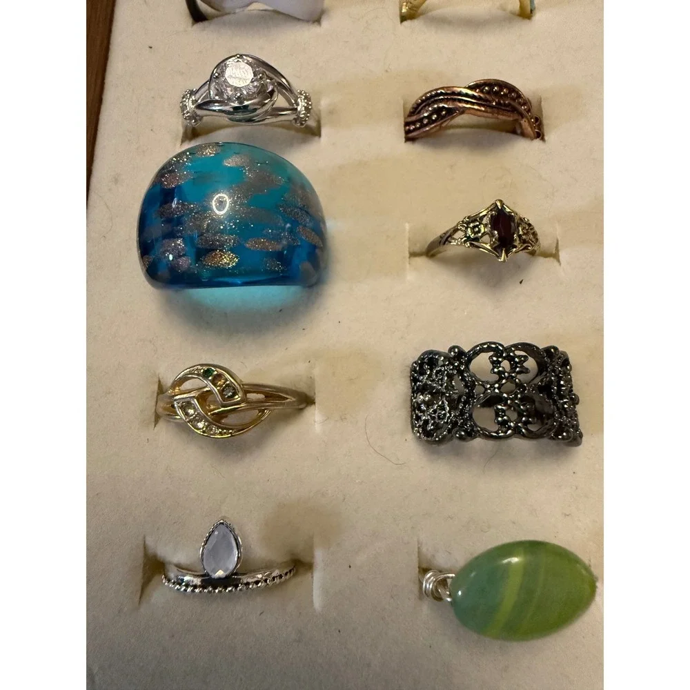 Fashion Ring Lot 50 Mixed Styles Statement Boho Crystal Silver Gold Tone